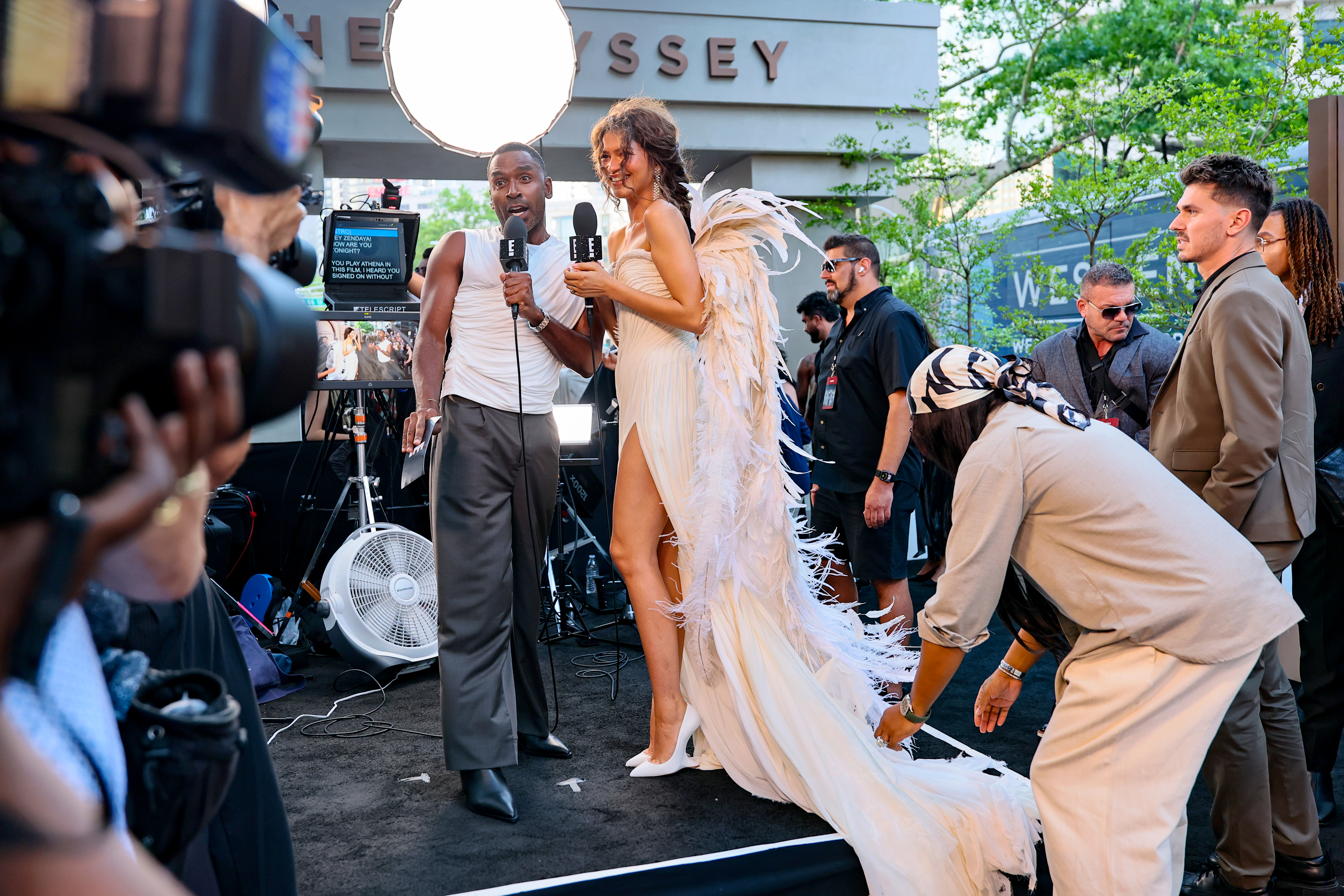 Justin Sylvester and Zendaya at the New York premiere of "The Odyssey" at AMC Lincoln Square Theater