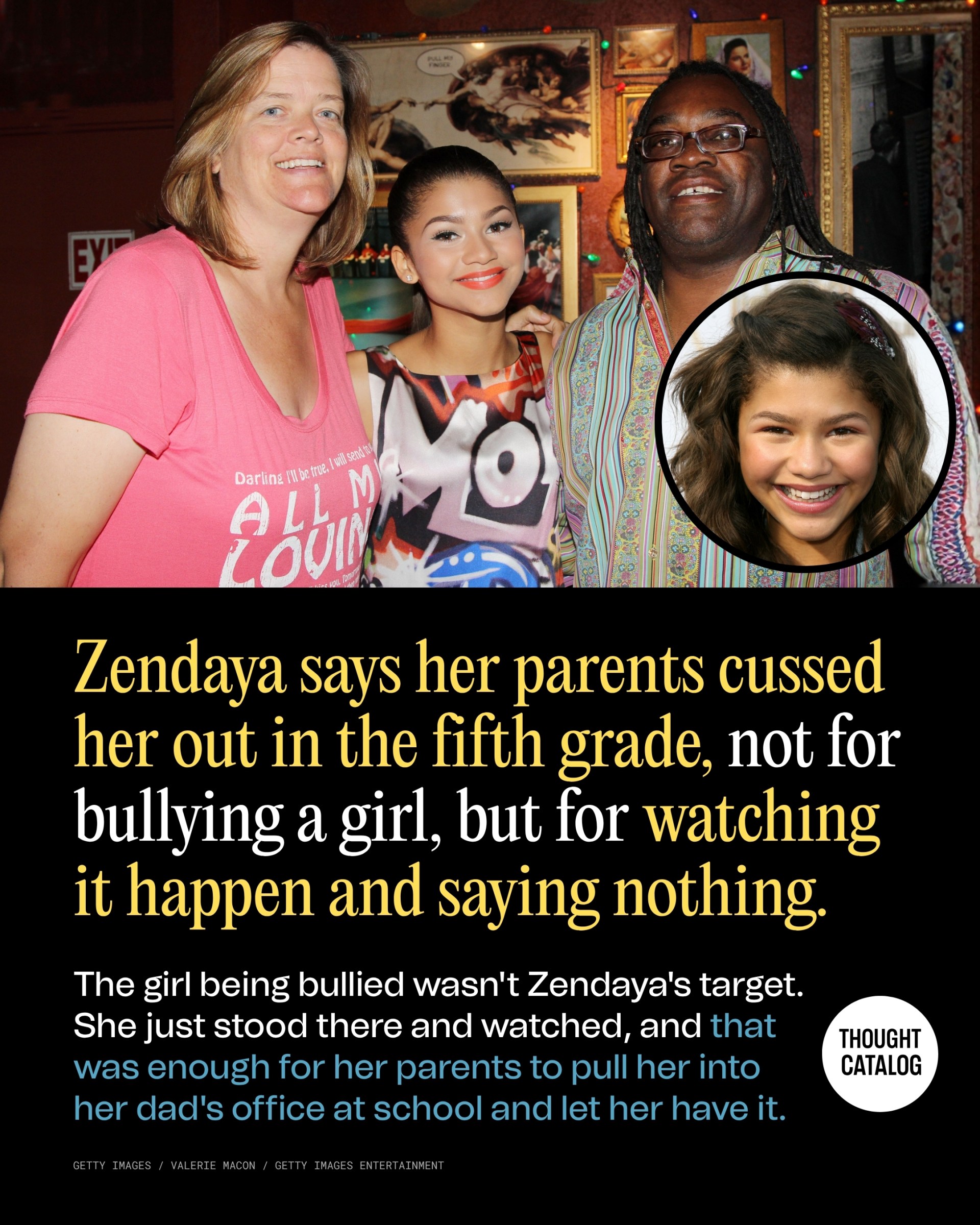 Zendaya Says Her Parents Cussed Her Out in Fifth Grade — Not for Bullying, but for Watching It Happen