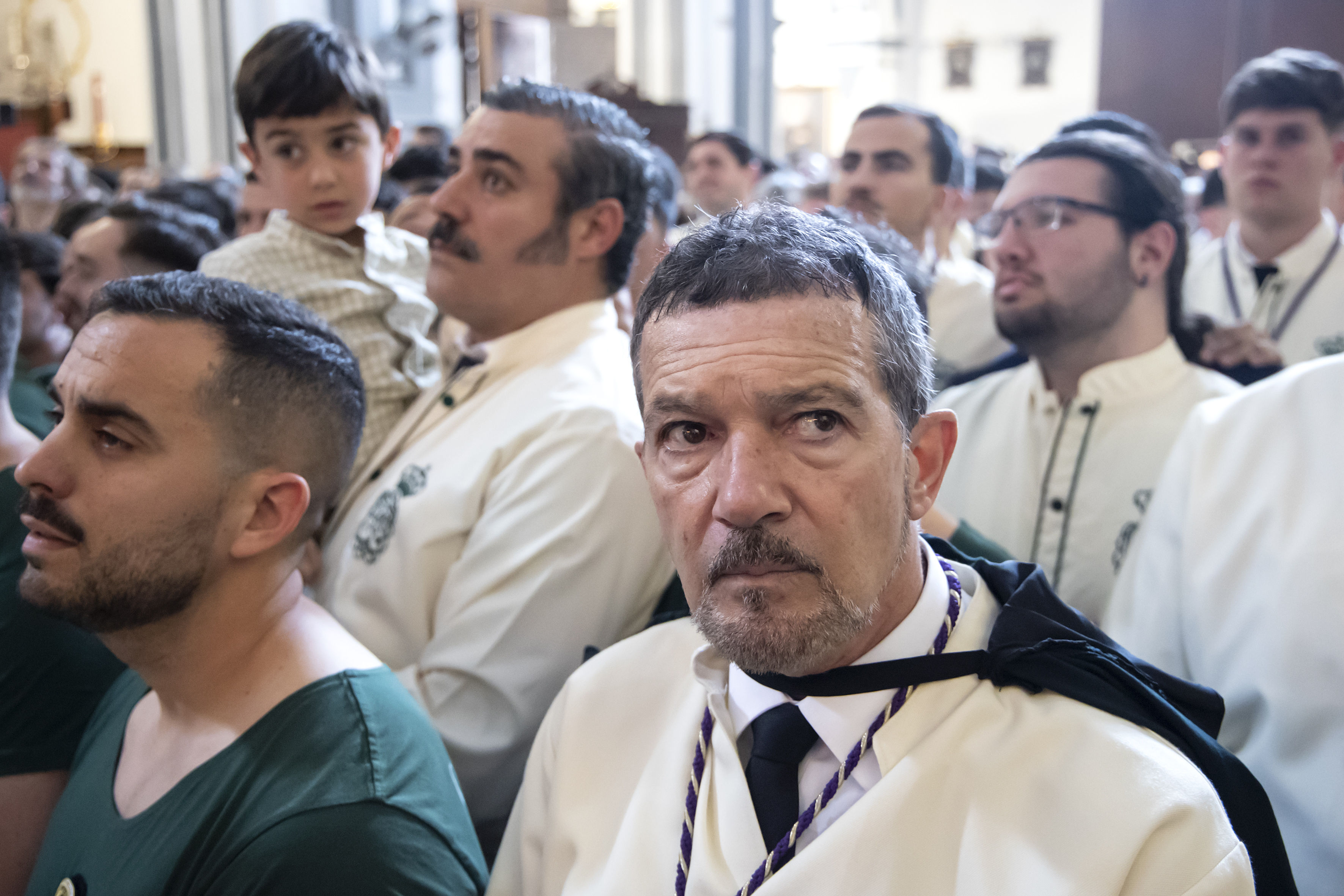 Antonio Banderas at the María Santísima de Lágrimas y Favores Easter procession in Málaga, Spain