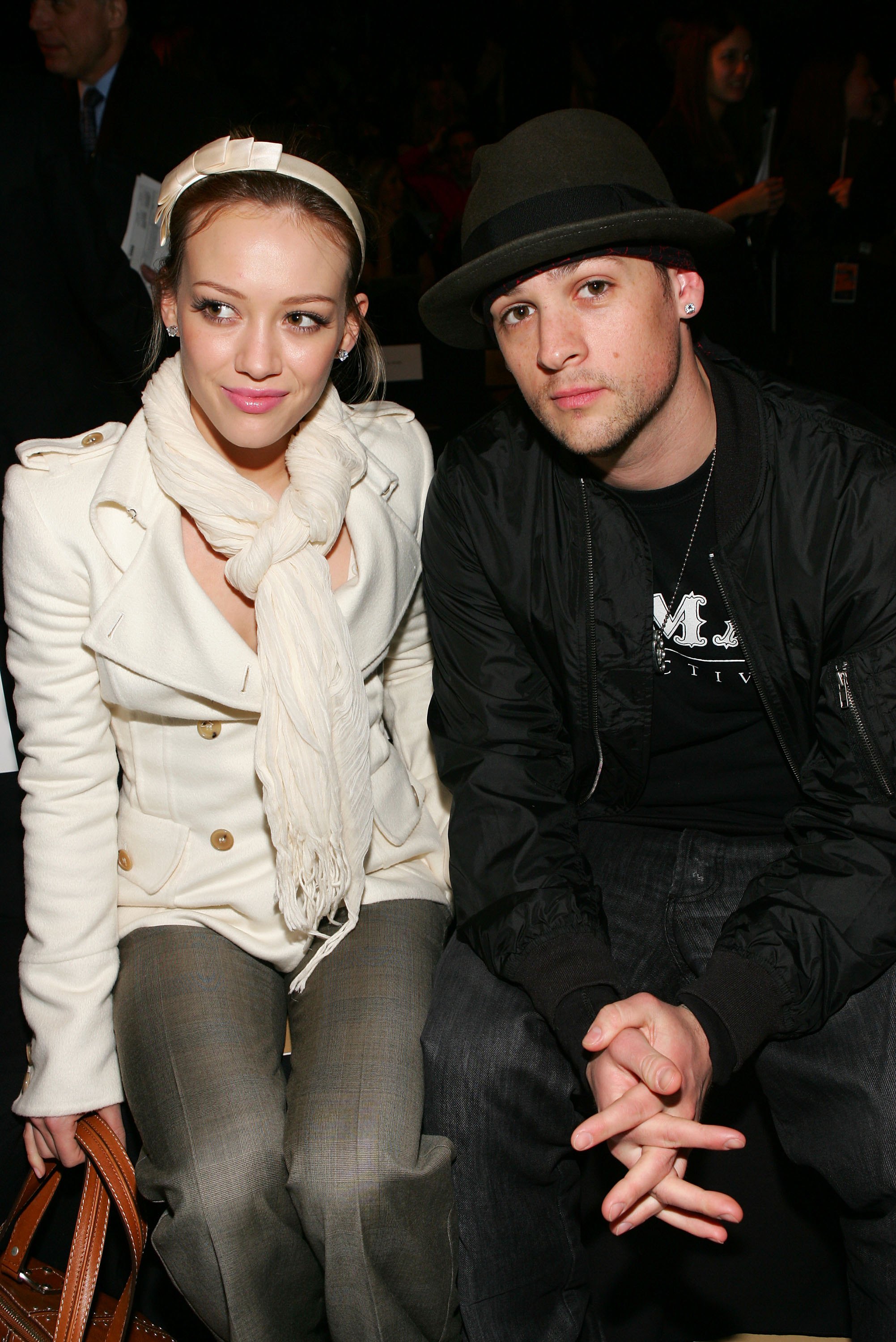 Hilary Duff and Joel Madden seated front row at the Michael Kors Fall 2006 fashion show at Bryant Park in New York City