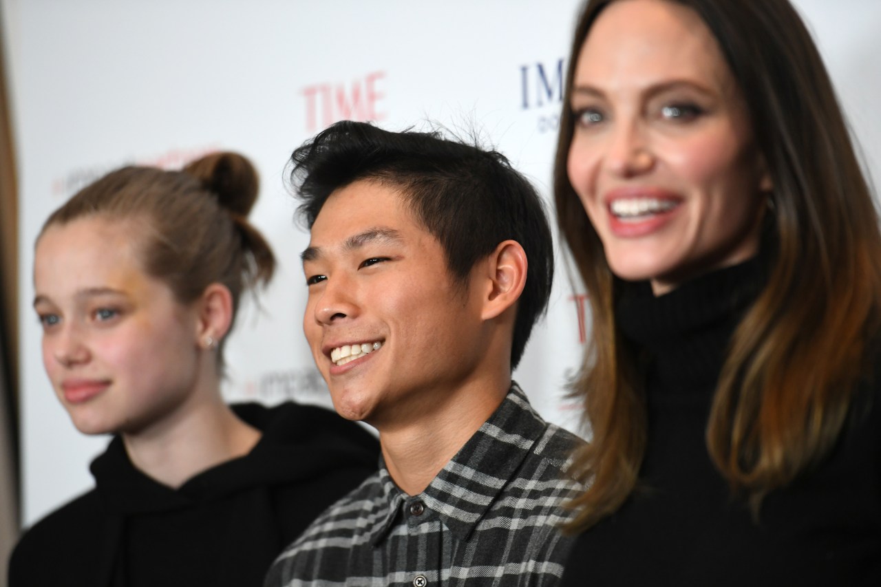 Angelina Jolie, Shiloh Jolie-Pitt, and Pax Thien Jolie-Pitt at a film premiere in Los Angeles