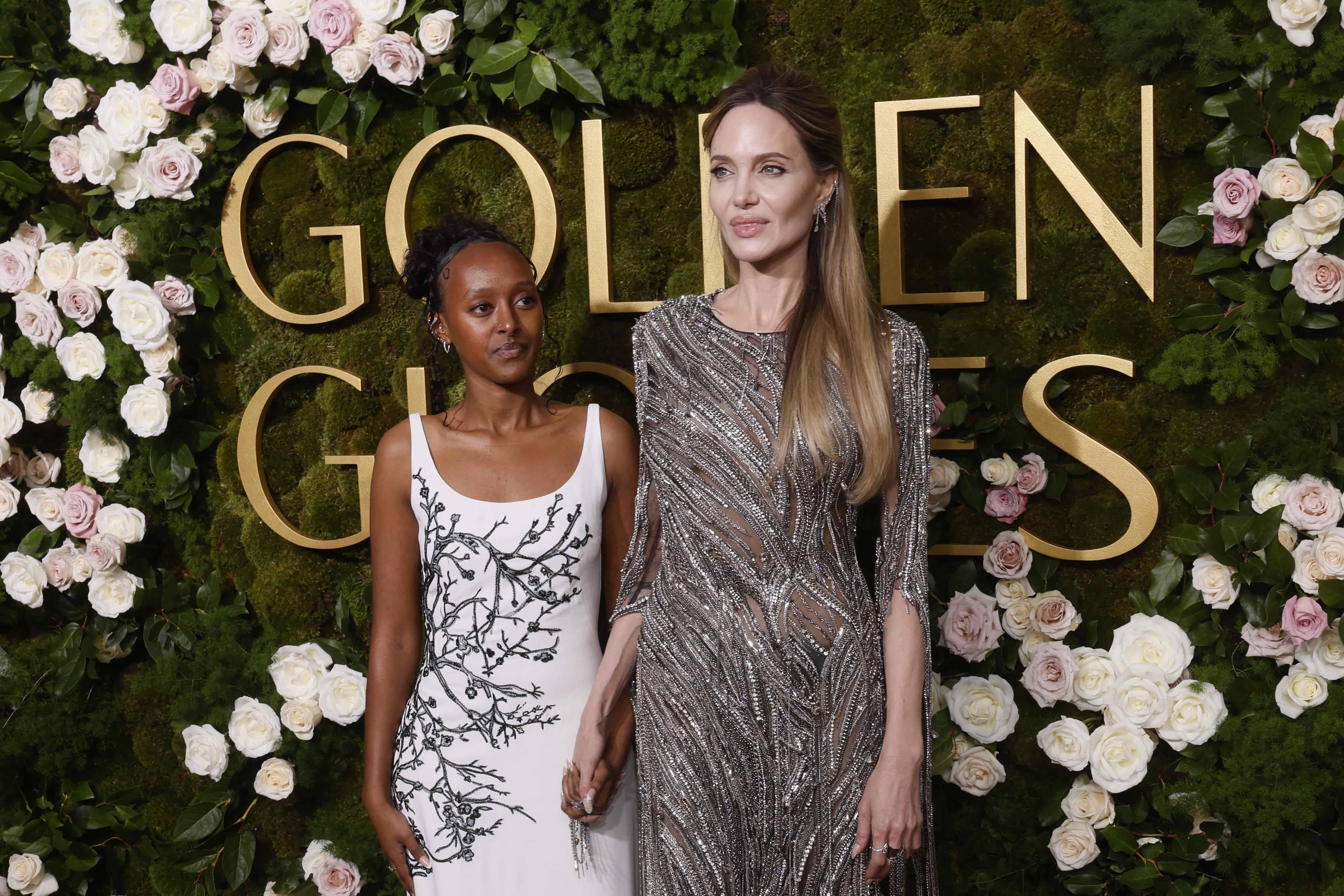 Angelina Jolie and daughter Zahara Jolie arriving at the 82nd Golden Globe Awards at the Beverly Hilton in Beverly Hills