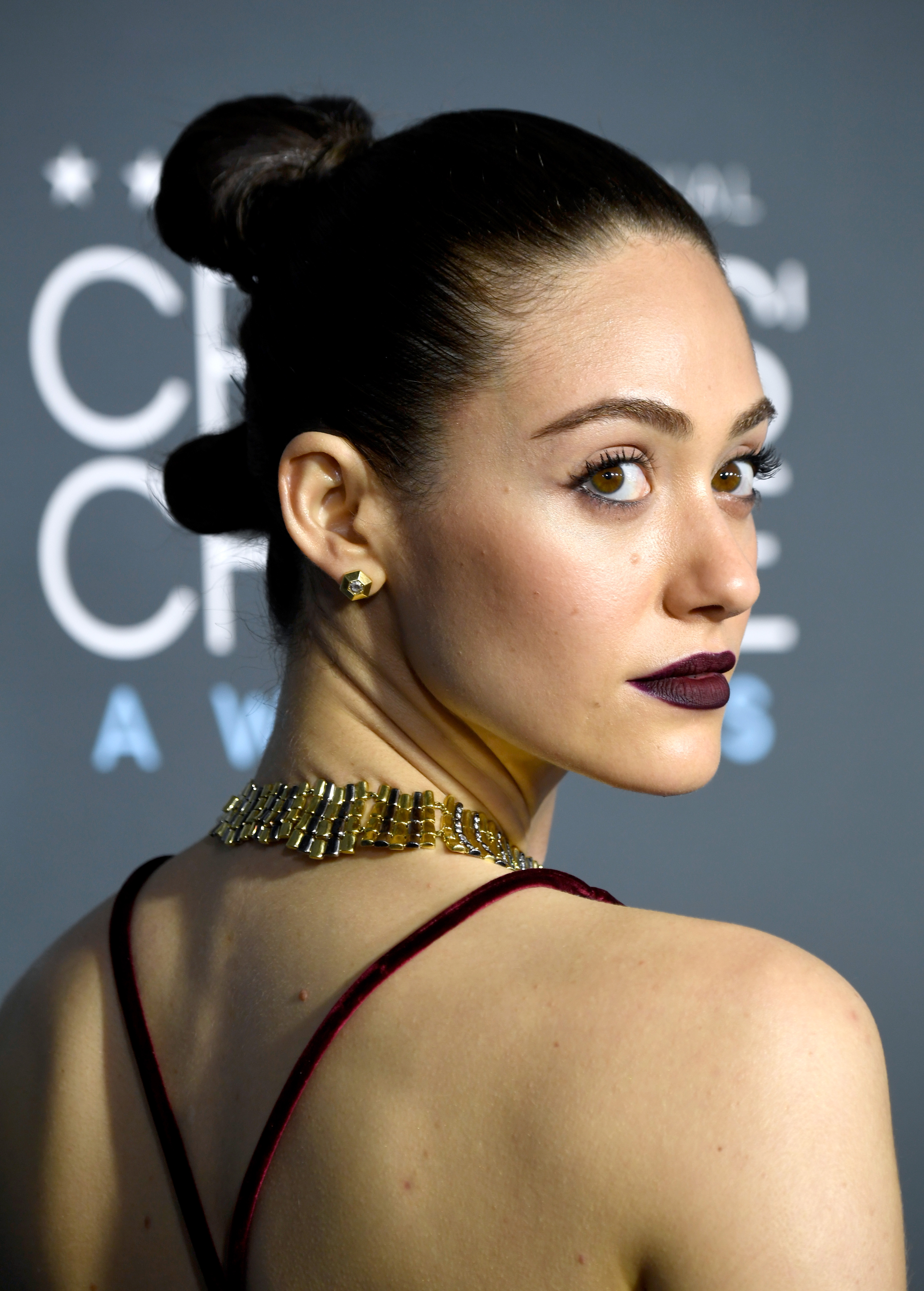 Emmy Rossum at the 24th Critics' Choice Awards arrivals in Santa Monica, California