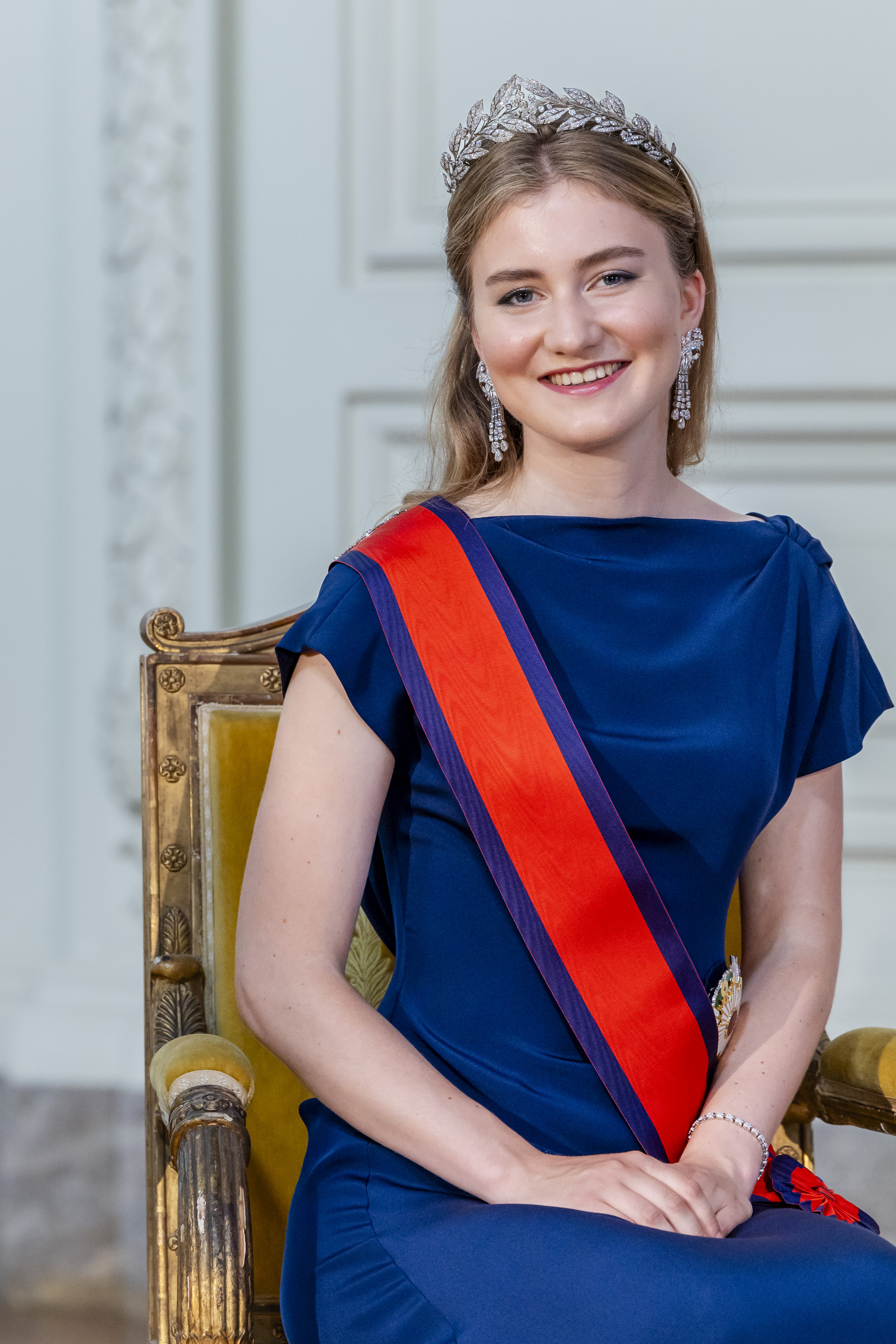 Princess Elisabeth of Belgium at a state banquet at the Royal Castle of Laeken in Brussels