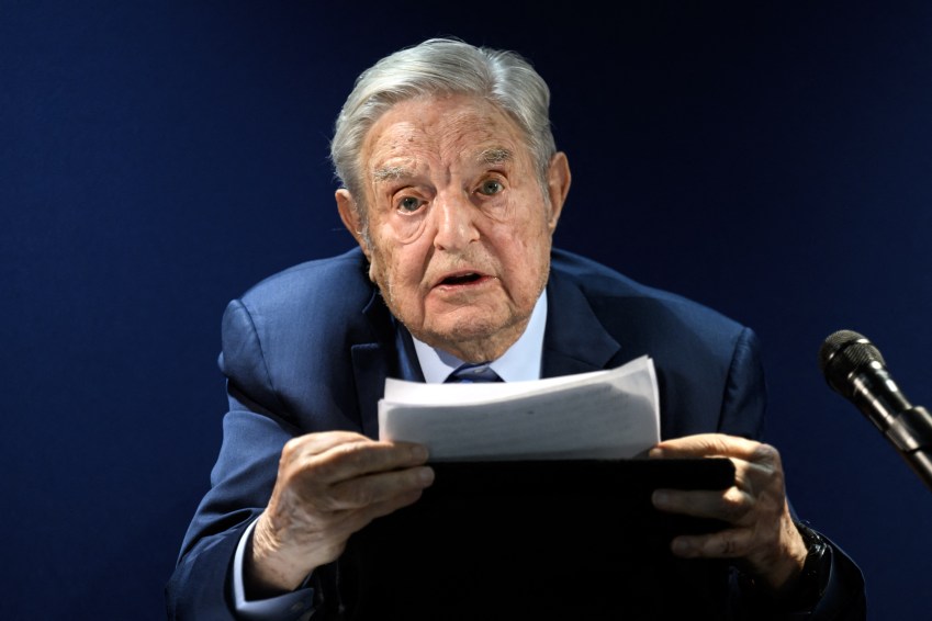 George Soros speaking at the World Economic Forum annual meeting in Davos, 2022