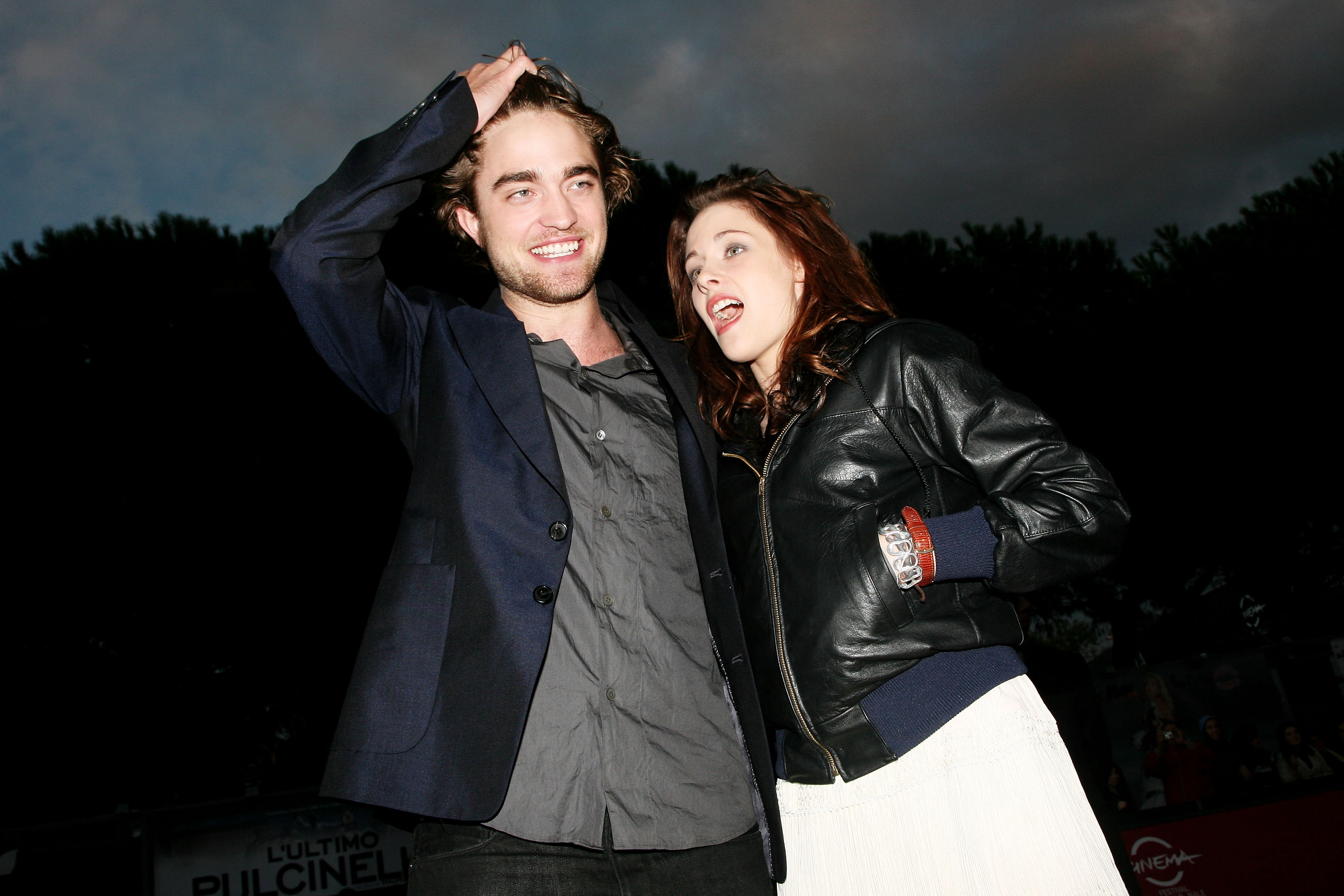 Robert Pattinson and Kristen Stewart at the Twilight premiere during the Rome International Film Festival in 2008