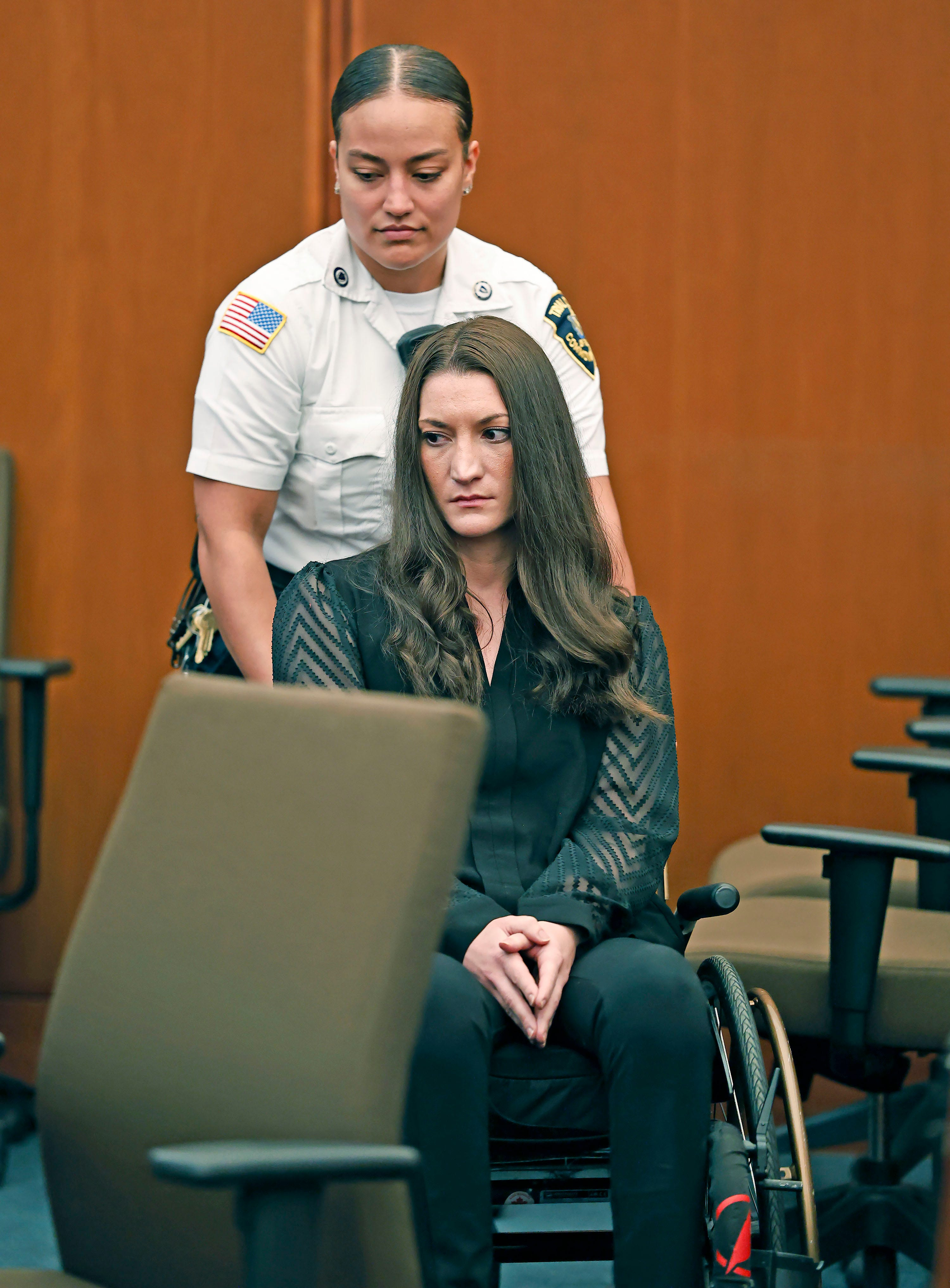 Lindsay Clancy seated in Plymouth Superior Court during a pretrial conference on June 18, 2026.