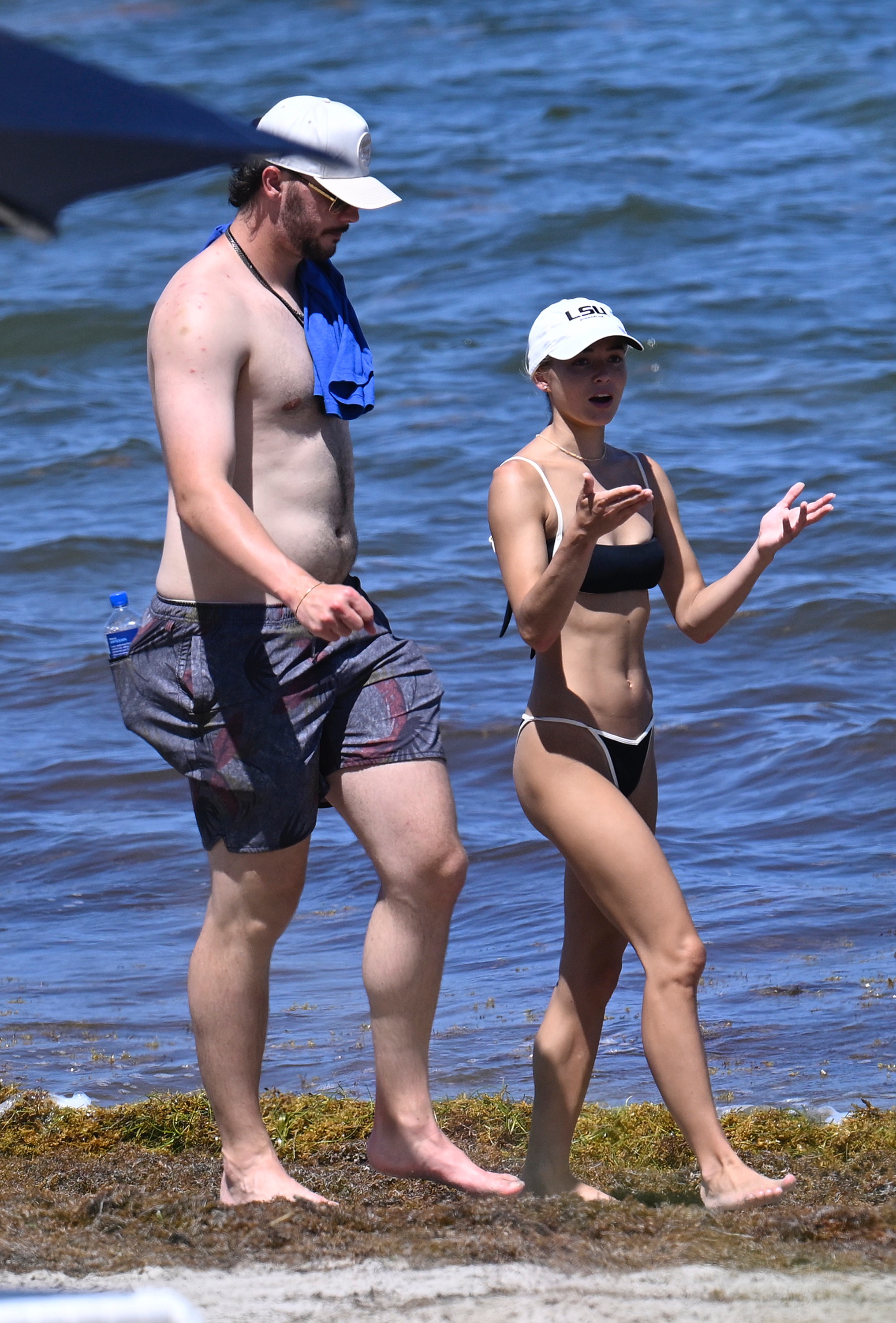 Livvy Dunne in a black bikini with boyfriend Paul Skenes on a Miami beach