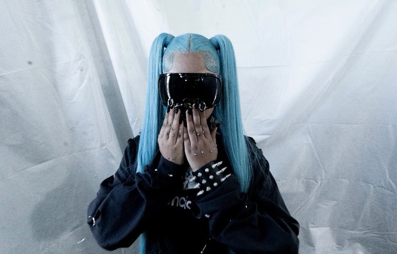 North West in a horror-anime style music video scene