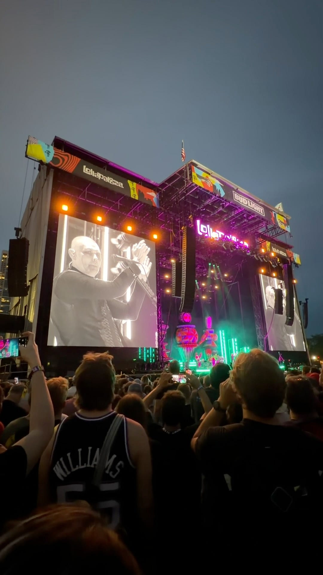 Click to open the image gallery Billy Corgan of Smashing Pumpkins performing on stage at Lollapalooza
