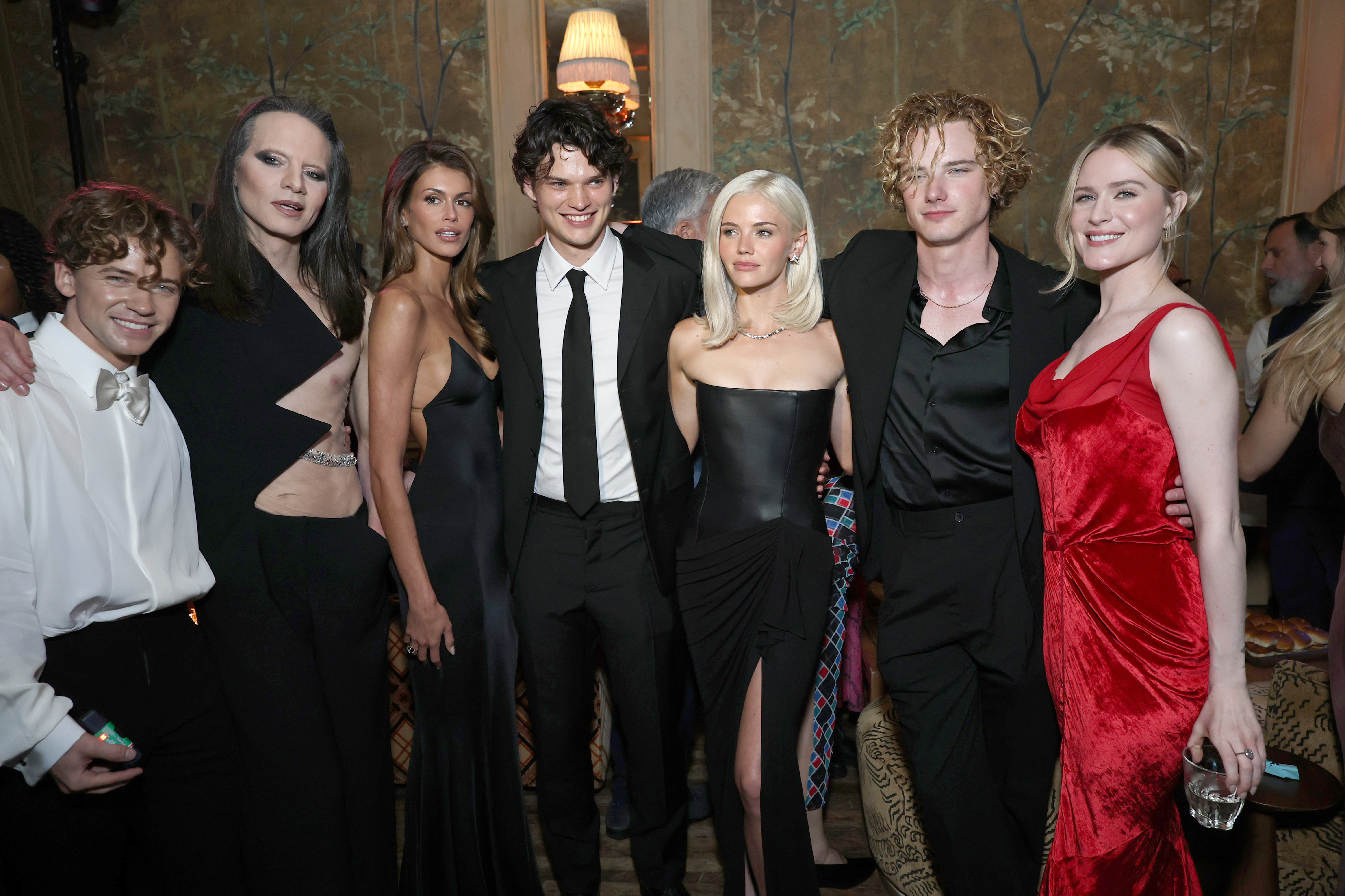 Kaia Gerber, Homer Gere, Igby Rigney, Evan Rachel Wood, and others posing together at The Shards world premiere at SVA Theater in New York City