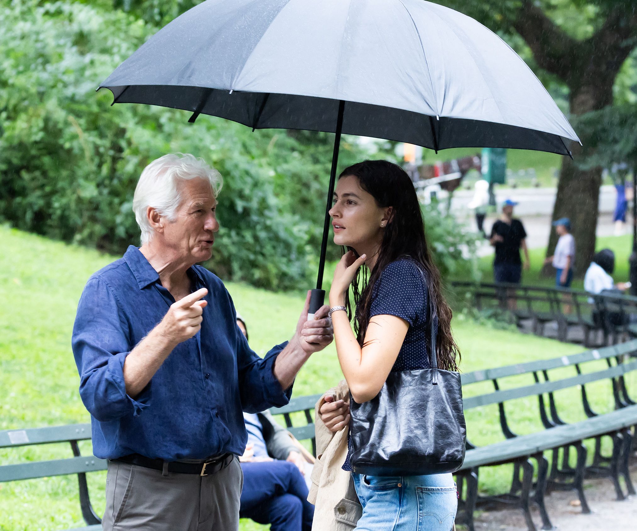 Richard Gere and Diana Silvers filming "Asymmetry" in Central Park, NYC