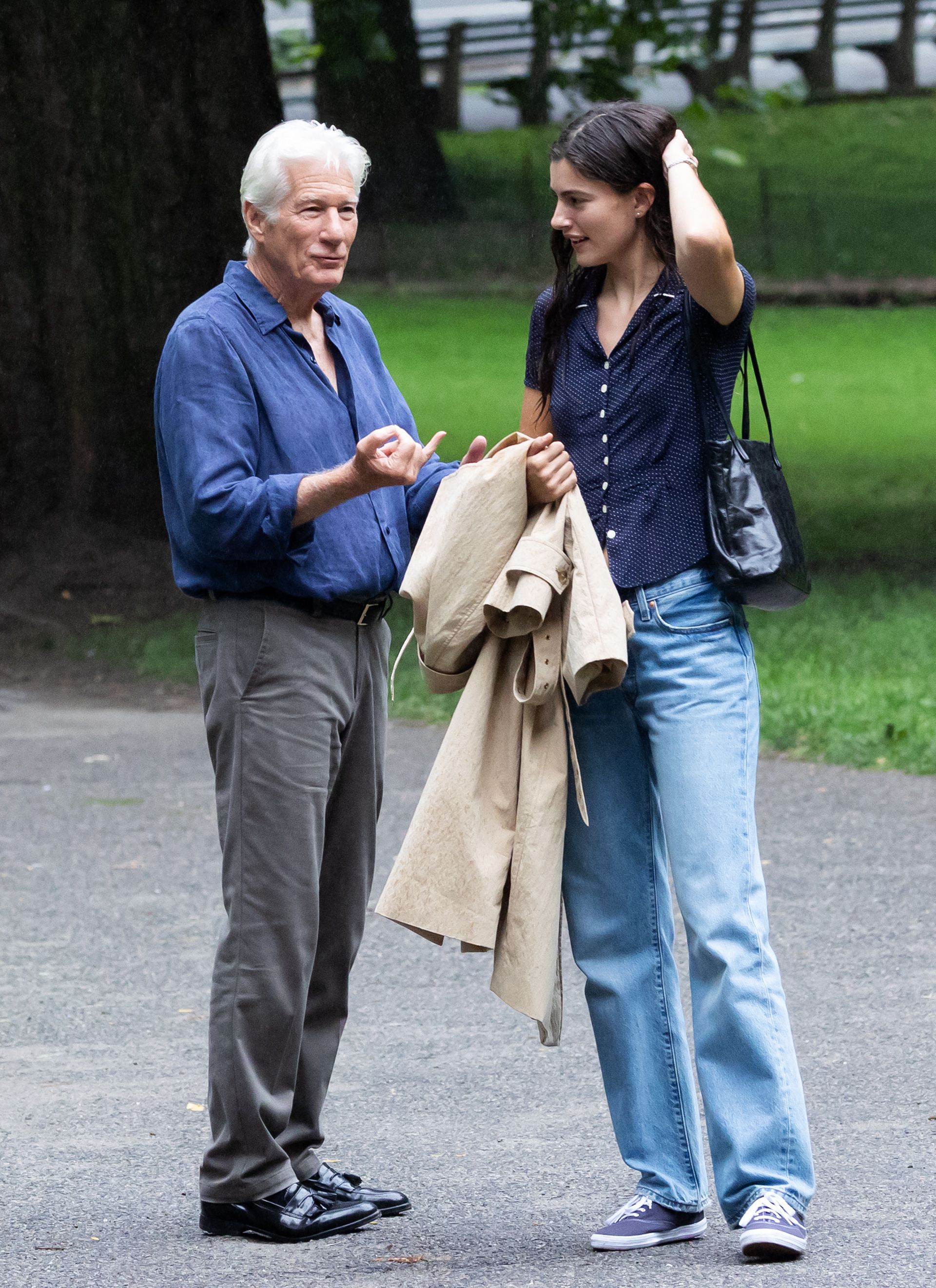 Richard Gere and Diana Silvers on the set of Asymmetry in Central Park, New York City