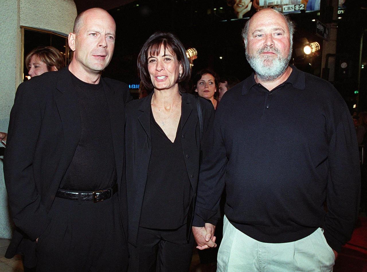 Bruce Willis and Rob Reiner standing together at the 1999 Los Angeles premiere of "The Story of Us"