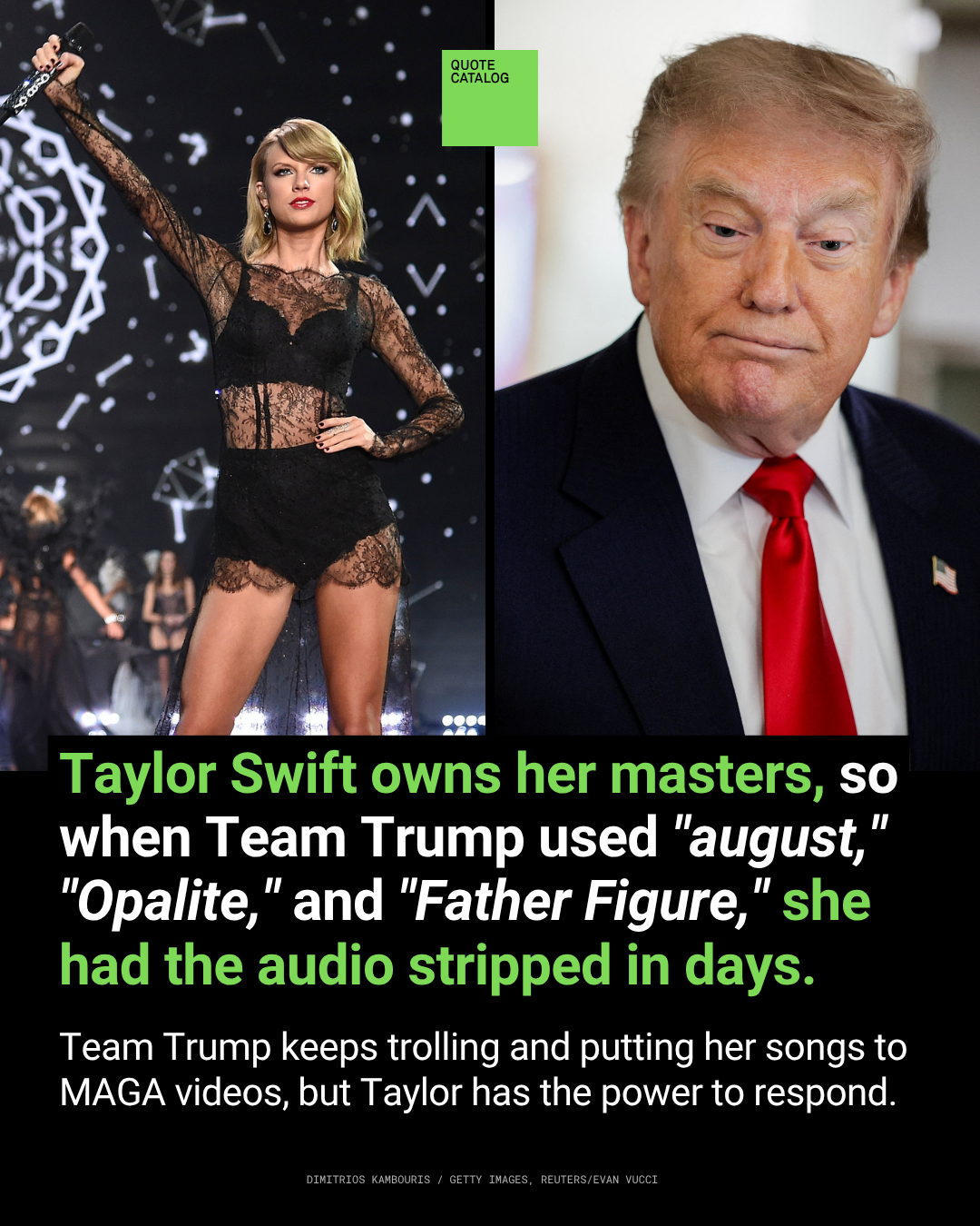 Taylor Swift Owns Her Masters, So When Team Trump Used "August," "Opalite," and "Father Figure," She Had the Audio Stripped in Days