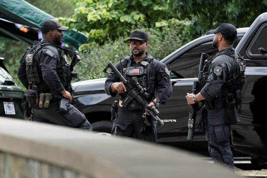 U.S. Secret Service agents standing guard inside Washington National Cathedral