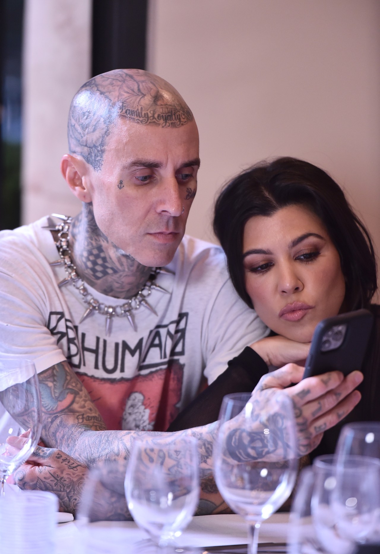 Travis Barker and Kourtney Kardashian at the Crossroads Kitchen ribbon-cutting ceremony at The Commons at Calabasas