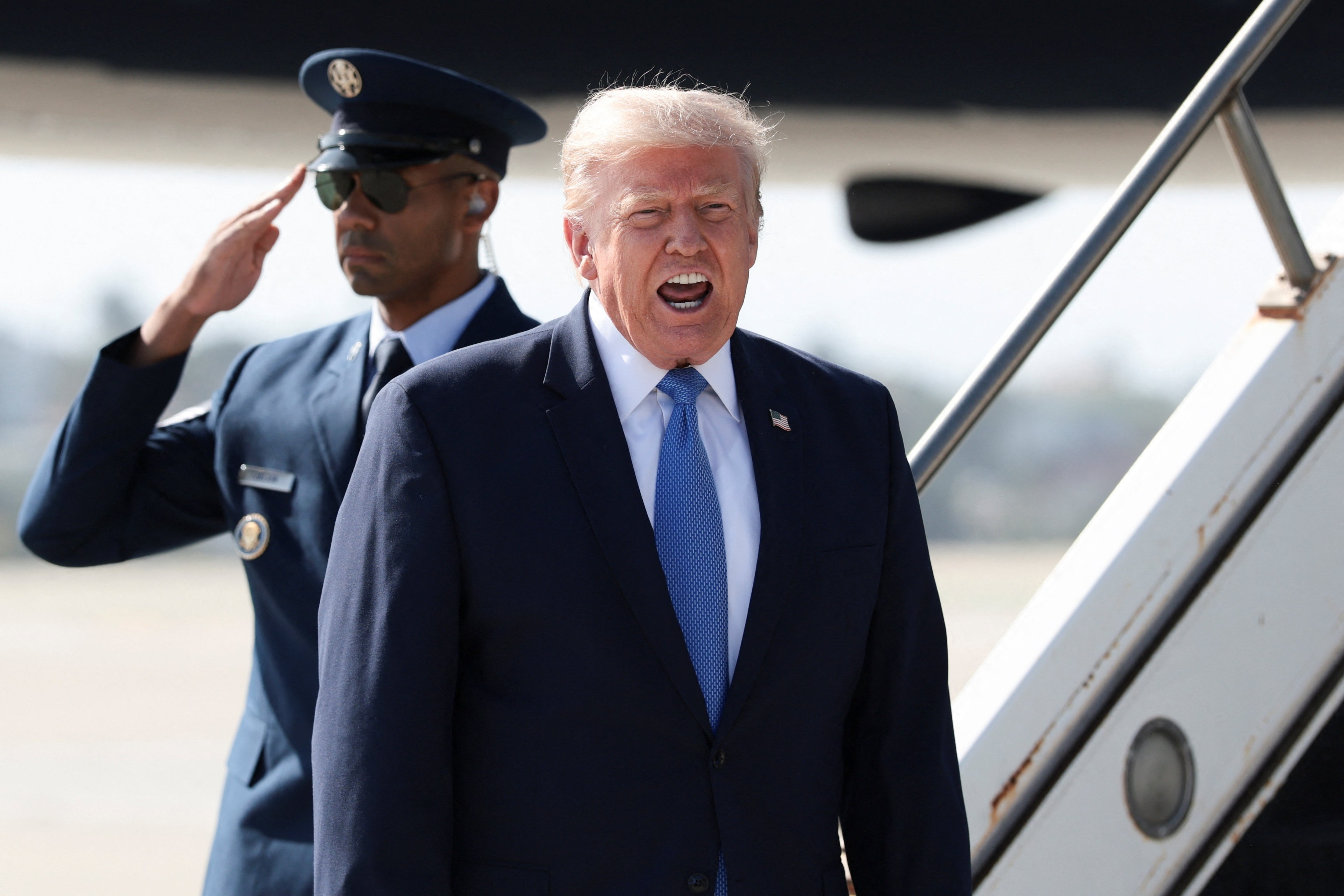 President Donald Trump arriving at Los Angeles International Airport on August 4, 2026