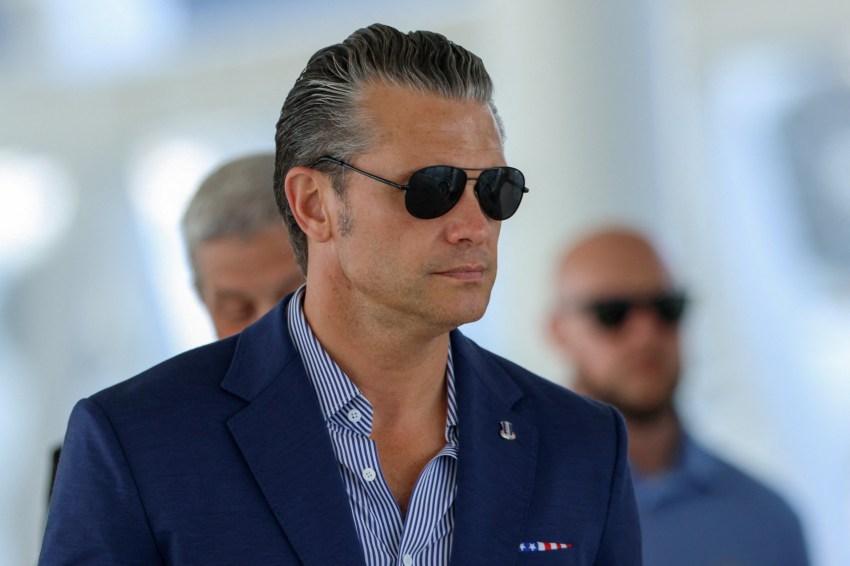 Pete Hegseth arriving at the PANAMAX 2026 closing ceremony in Panama City, Panama