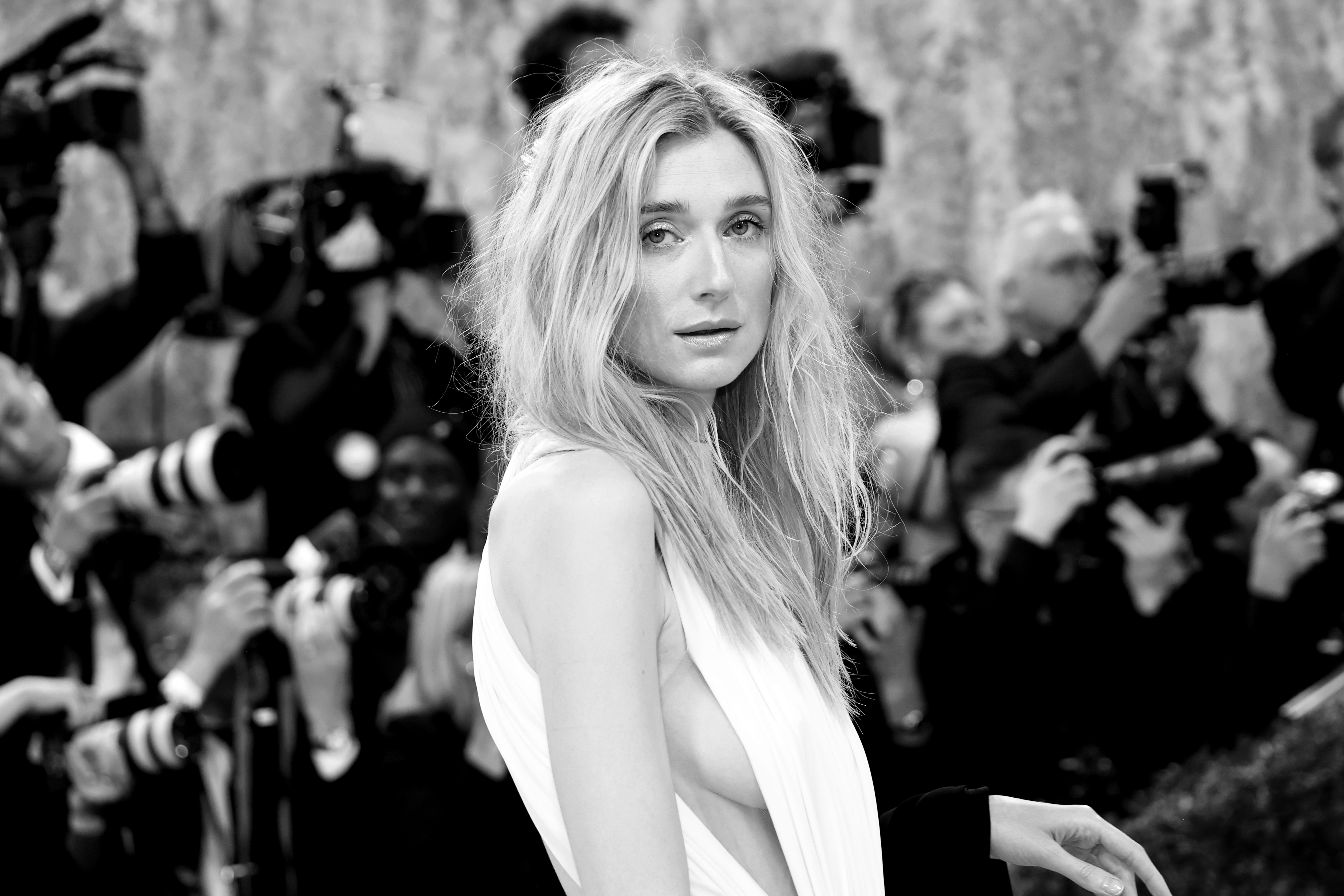 Elizabeth Debicki in black and white at the 2026 Met Gala at the Metropolitan Museum of Art in New York City