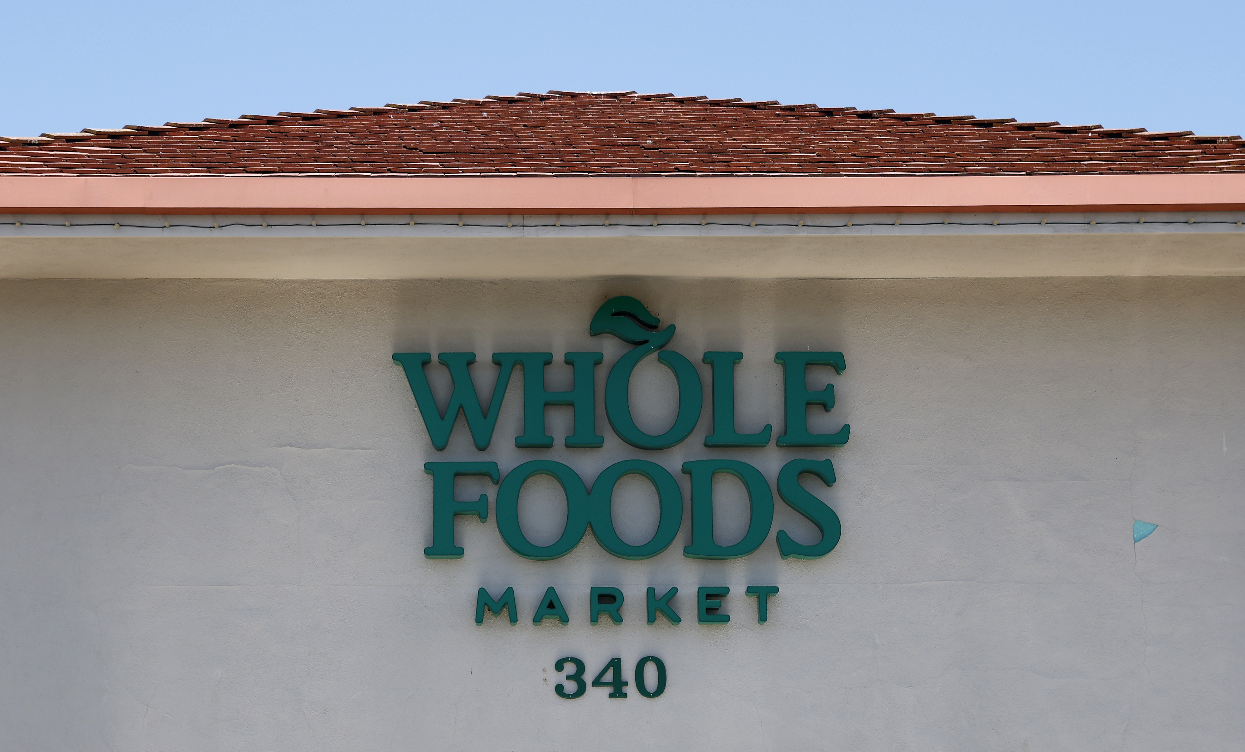 Whole Foods Market store exterior with logo sign in San Rafael, California
